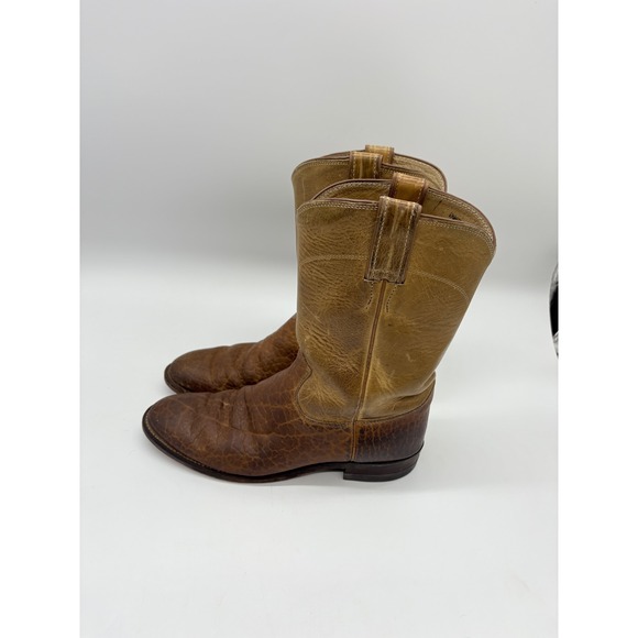 Justin Mens 7D Two Tone Apache Bullhide Pull On Western Cowboy Boots - Picture 8 of 13